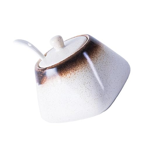 SOLUSTRE Ceramic Condiment Jars Simple Spice Storage Container for Kitchen Practical Sugar Bowl and Salt Pot Smooth Surface Unique Design for Easy Access to Seasonings
