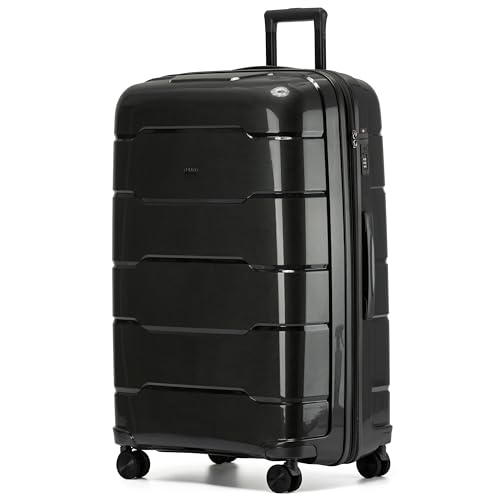 CRUW Extra Large 32" Checked Luggage 85x57x37cm + Expandable Hold Baggage (165/176 Liters) Polypropylene Suitcase TSA Approved Lock 8 Silent Spinner Wheels Lightweight Suitcases Airline Travel