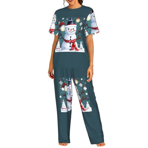 Pyjama de Noël femme bonhomme de neige pour matinées cocooning