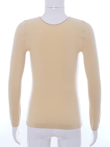 Kids Girls Pure Color Dance Tops Long Sleeve Thermal Underwear T-Shirts Base Layer Athletic Shirts4