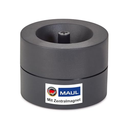 MAUL Klammernspender MAULpro Eco Ø 7,3 x 6 cm | Schreibtisch Organizer aus über 85% recyceltem Kunststoff | Schreibtisch Zubehör mit Magnet für Büroklammern | Inklusive 15 Klammern | Schwarz