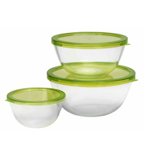 Lacers Lot de 6 saladiers en verre avec couvercles 1000 ml, 1 x 2500 ml et 1 x 4200 ml