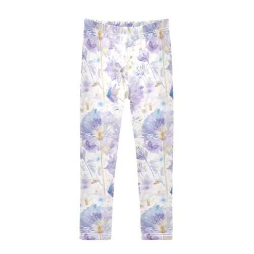 KLL Butterflies Dandelions Pattern Butterflies Gold Girls Athletic Leggings Comfortable High Waisted Athleisure Pants