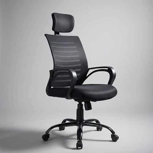 Image of Kepler Brooks Aspira Office Chair for Work, Ergonomic Office Chair, Computer Chair, Study Chair for Home, 2D Headrest, Tilt Lock Mechanism with Seat Height Adjustment, Heavy Duty Metal Base (Black)