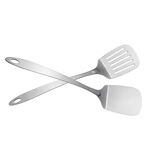 IMEEA Kitchen Spatula Set Solid Turner Stainless Steel Turner Spatula Cooking Utensil Set for Baking Mixing Grilling Serving Food, 13.5-Inch