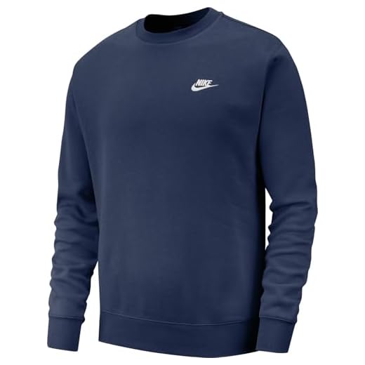 Nike M Nsw Club Crw Bb - Sudadera, Hombre, Azul (Midnight Navy/ White), L