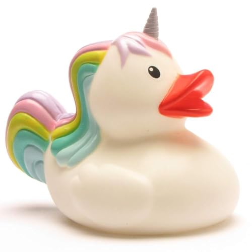 Duckshop I Badeente Einhorn I Quietscheente I L: 10 cm Quietscheentchen I Geschenk Kinder I Präsent Mädchen I Sammler