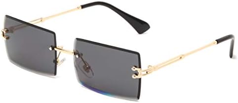 Long Keeper Rimless Rectangle Sunglasses UV400 Protection Antiglare Fashion Frameless Square Glasses for Women Men