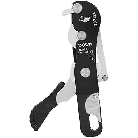 Alomejor Klettern Abseilgerät Selbstbremsend Stop Abseilgerät Doppel Stop Abseilgerät für Seile 10-12mm Cover