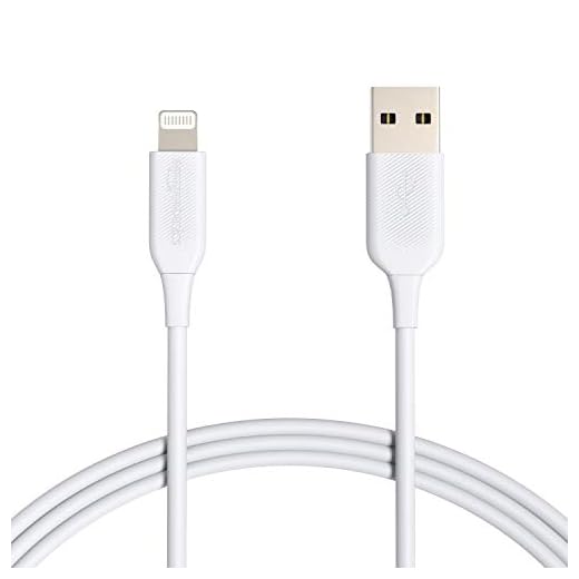 Amazon Basics 2-Pack Apple MFi Certified USB-A to Lightning Cable, Fast Charging, Data Sync, High Speed Transfer, Sturdy Design for iPhone 14 13 12 11 X Xs Pro, Pro Max, Plus, iPad, 6 Foot, White
