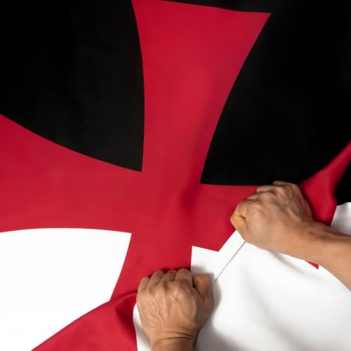 Anley Rip-Proof Double Sided 3-Ply Knights Templar Battle Flag 3x5 Foot - Vivid Color, Canvas Header and Wrinkle Resistant - The Strongest, Longest Lasting Roman Catholic Church Flags 3 X 5 Ft