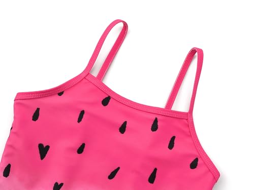 Image of Dvenki Toddler Girls One Piece Swimsuit Adjustable Straps Sizes 2T-10 | quick-dry swim fabric, skin-friendly, ruffle neckline, leopard, check, mermaid prints, swimwear for beach, pool, summer party