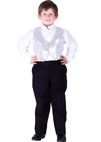 Kids Silver Sequined Vest, Small - Age 4 to 6 - Main Image