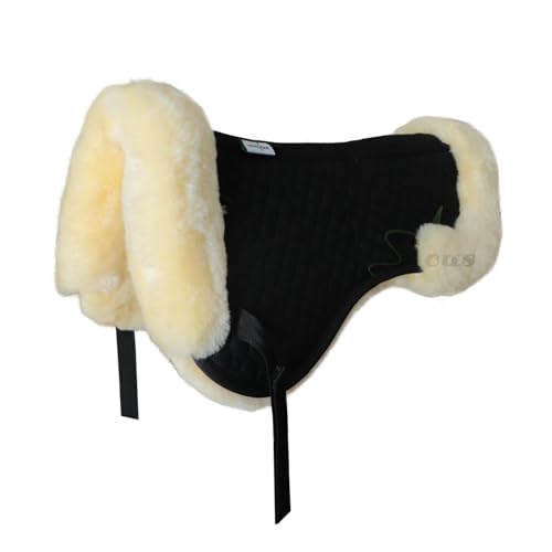 Woolous Sheepskin Half Pad for English Saddle, Wool Fleece Horse Saddle Pad