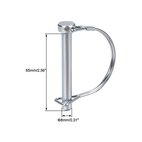 sourcing map Wellen Verriegelung Stift für Bauernhof Anhänger Rasengarten in Bogenrunde 8 mm x 65 mm