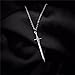Gothic Sword Cross Necklace Punk Cool Long Dagger Knife Antiqued Silver Carved Pendant Chain Necklace for Men Women Goth Halloween Cosplay Christmas Party Rock Hip Hop Fashion Jewelry Gifts (Silver)