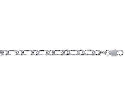 Bracciale 21 cm x 3 mm, maglia ro 1-1 argento massiccio rodiato di alta qualità, 21 cm, Argento