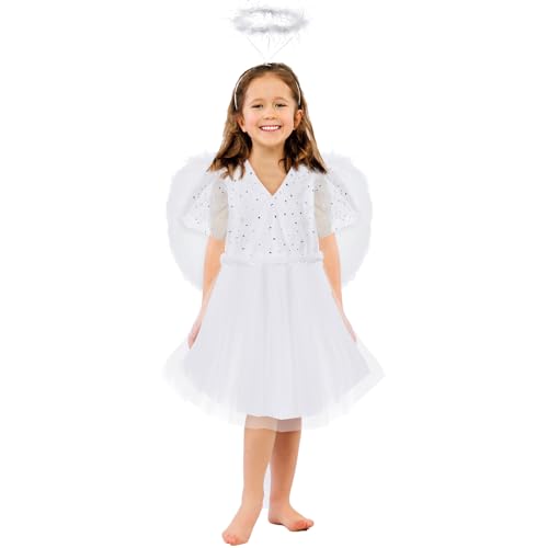 Disfraz completo de ángel blanco para niñas 10-12 años miniatura 5