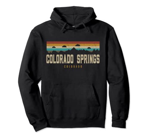 Colorado Springs Mountains Colorado Hiking Outdoors Retro Pullover Hoodie