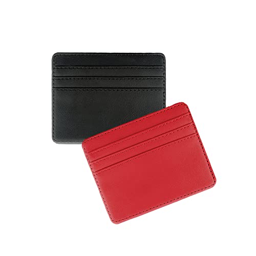 SSKHE Lot de 2 mini porte-cartes unisexes - Porte-cartes fin - Porte-cartes minimaliste - Peut contenir des cartes de crédit, des cartes d'identité, des cartes clés Cover