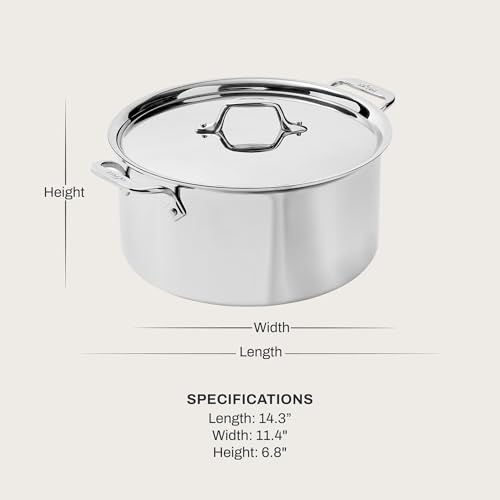All-Clad D3® Stainless Steel 8 Quart Stockpot Covered- Made in the USA- The Original Bonded Professional Cookware- Oven Safe & Induction ...