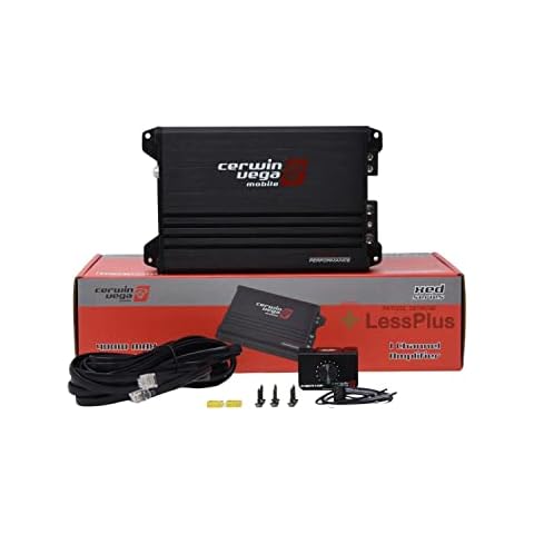 Cerwin Vega Mobile CV Vega XED3001 300W Max 1-Channel Class D Amplifier w/Remote Bass Knob, Black Cover