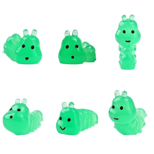 GIVBRO Mini chenilles Lumineuses en résine, Figurines Miniatures, paysages de Jardin féerique, Jeu de farces, Aquariums, Ornement de Maison de poupée, 6...