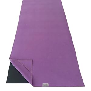 Yoga Towel, Non Slip Hot Yoga Mat Towel with Corner Pockets, Mat-Sized 24″ x 72″, 100% Microfiber Sweat Absorbent, Perfect for Hot Yoga, Bikram, Pilates and Yoga Mats (Purple)