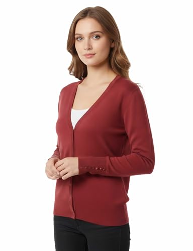 Image of Allsense Women's Long-Sleeve V-Neck Cardigan Sweater | Button Down, Lightweight Soft Knit