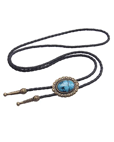 Image of GelConnie Native American Bolo Tie Rodeo Cowboy Leather Necktie Western Necklace Costume Accessories for Men,Women