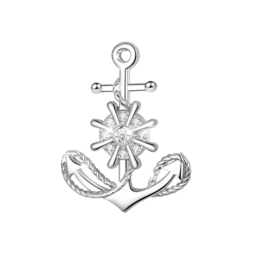 Collier ancre argent sterling 925 femme, chaîne ras de cou breloques nautiques