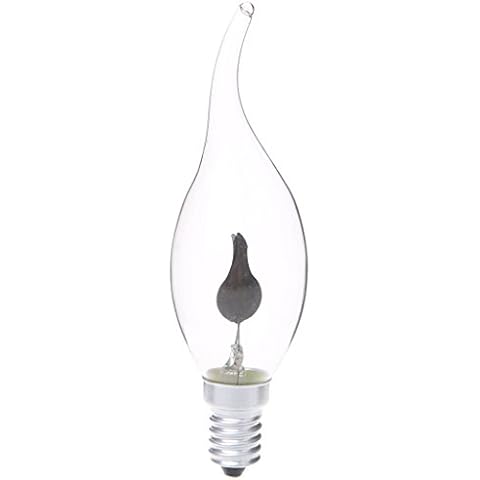 UOTA E14 3W Edison Filament Candle Flicker Light Bulb Fire Flame Tail/Tipped Retro Decor Lamp (220V Tail) Cover