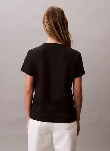 Calvin Klein Donna T-Shirt Maniche Corte Archive Jersey Tee con Scollo Rotondo, Nero (Black), XS