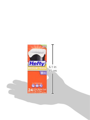 Hefty Trash Bags/Garbage Bags, Flap Tie, 8 Gallon, Medium - 24 Count (Pack Of 12) #TOP4