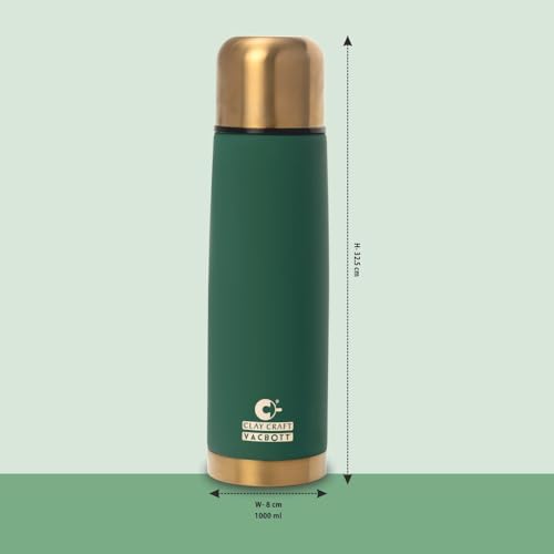 Image of Clay Craft Vacbott Terra Royal Double Walled|18 Hours Hot and 24 Hours Cold Vacuum Insulated|Thermosteel|Flask Bottle 1000 ml|Steel Bottles for Travelling|BPA-Free|BIS Certified|1Year Limited Warranty