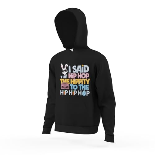 Kids Happy Easter Rabbit Hip Hop Hippity Funny Boys Girls Lightweight Kangaroo Pocket Hoodies4