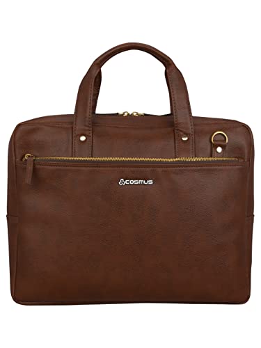 Image of COSMUS Scarlett PU Leather Sleek Laptop Bag fits up to 15.6 inches Laptop Messenger Office Bag for Men