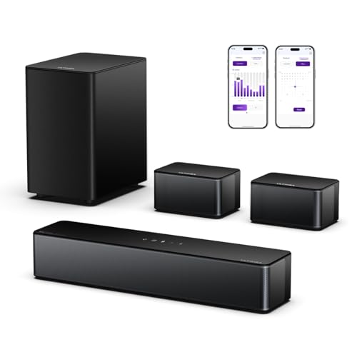 ULTIMEA 5.1 Sound Bar for TV with Dolby Atmos, Peak Power 410W, APP Control, Surround Sound System for TV with Subwoofer, Adjustable Surround and Bass, Home Theater Sound System, Poseidon D60