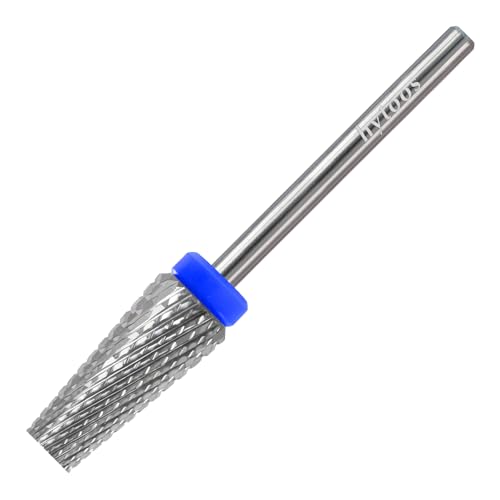 HYTOOS Flat Top 5 in 1 Nail Drill Bit Professional Tungsten Carbide Cross Tapered Nail Bits 3/32