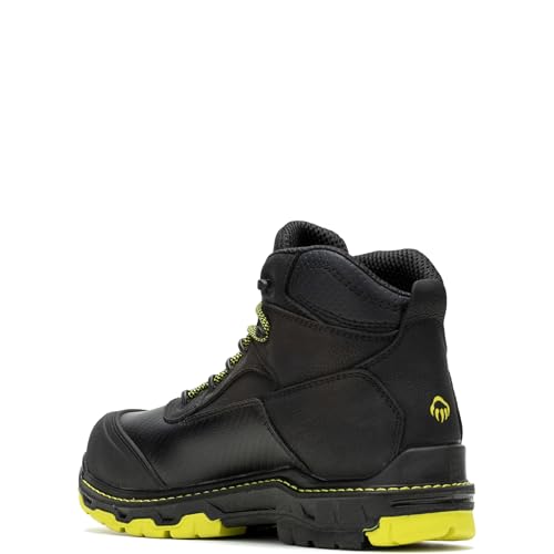 Wolverine Men'sOverpass 6" Mid Composite Toe Waterproof Work Boot, Black/Lime, 10 X-Wide - Thumbnail 3