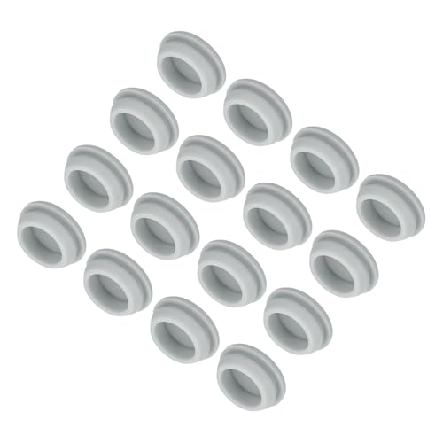 Image of MECCANIXITY 16pcs Silicone Snap in Locking Hole Plugs,20mm /0.8 Inch Mounting Diameter Narrow Groove Width 2mm Panel Seal Cover Round for Kitchen Bulkheads Waterproof Sealing Plugs Grey