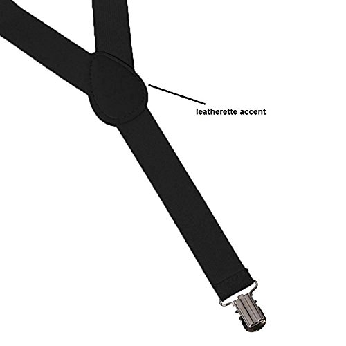 Boolavard® TM Zahnspange/Hosenträger One Größe voll einstellbare Y-förmige mit starken Clips (Schwarz)