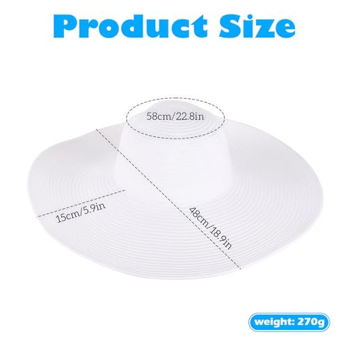 Sombrero blanco de paja para mujer con ala ancha miniatura 2