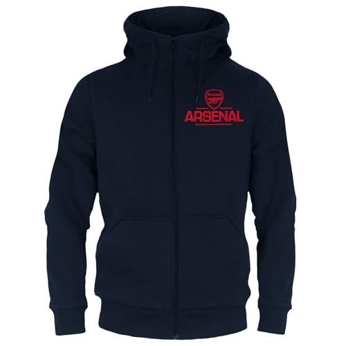 Arsenal FC Official Football Gift Mens Fleece Zip Hoody Navy Large