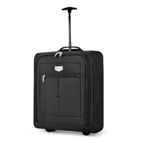 LUGG Cabin Size Lightweight Luggage - Durable 600D Polyester Snowflake Push Up Trolley - Solid Wheels - Easyjet, Ryanair, British Airways - Airway Locker (56x45x25cm)