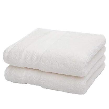 Ultradicke, weiche und saugfähige Baumwoll-Handtücher für Badezimmer (weiß, 2er-Pack, 35,6 x 73,7 cm) – Mehrzweck-Handtücher für Bad, Fitnessstudio und Spa mit Aufhängeschlaufe
