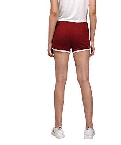 Image of KOTTY Cotton Lycra Multicolored Solid Women Night Short - Pack of 2 (WhiteRed&Yellow Maroon)