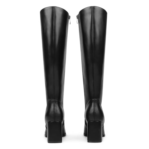 Image of JOY IN LOVE Knee High Boots Women Chunky Block Heel Square Toe Zipper Boots