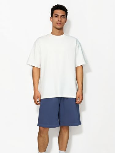 Men's Oversized Cotton T-Shirts Drop Shoulder Shirts Crew Neck Solid Casual T Shirt Short Sleeve Basic Tee2