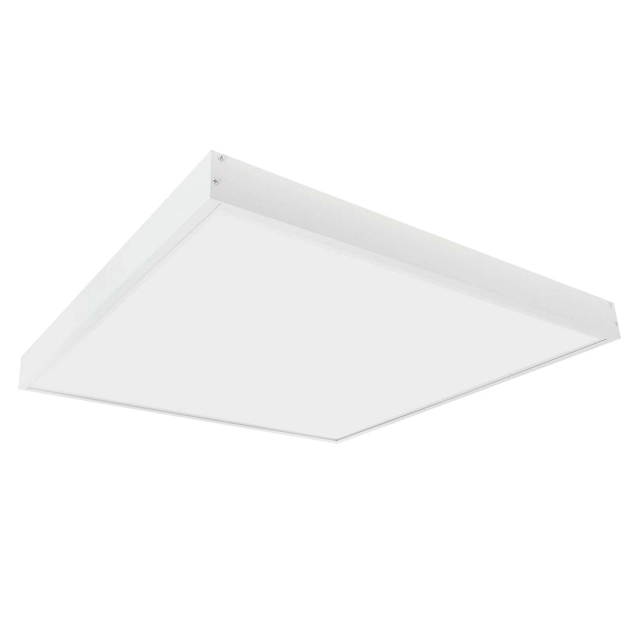 G.W.S® Premium 42W Ultra Slim White Frame 600mmx600mm (2'x2') Square LED Surface Mounted Flat Panel Light Office Ceiling Light Warm White, Mounting Frame Kit Included
